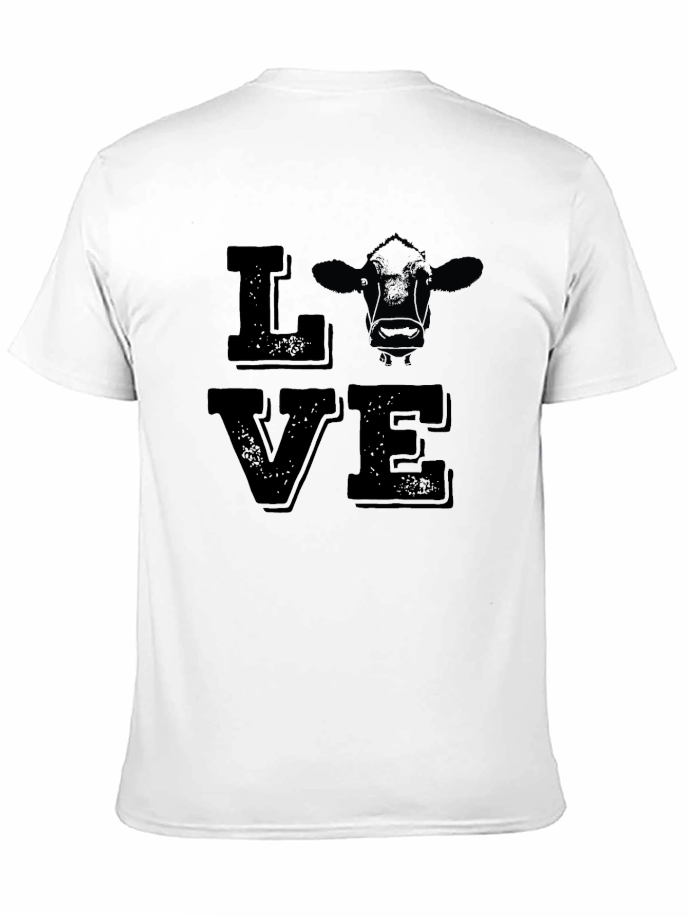 Love Cow Graphic Print Tee - Black Cotton T-Shirt
