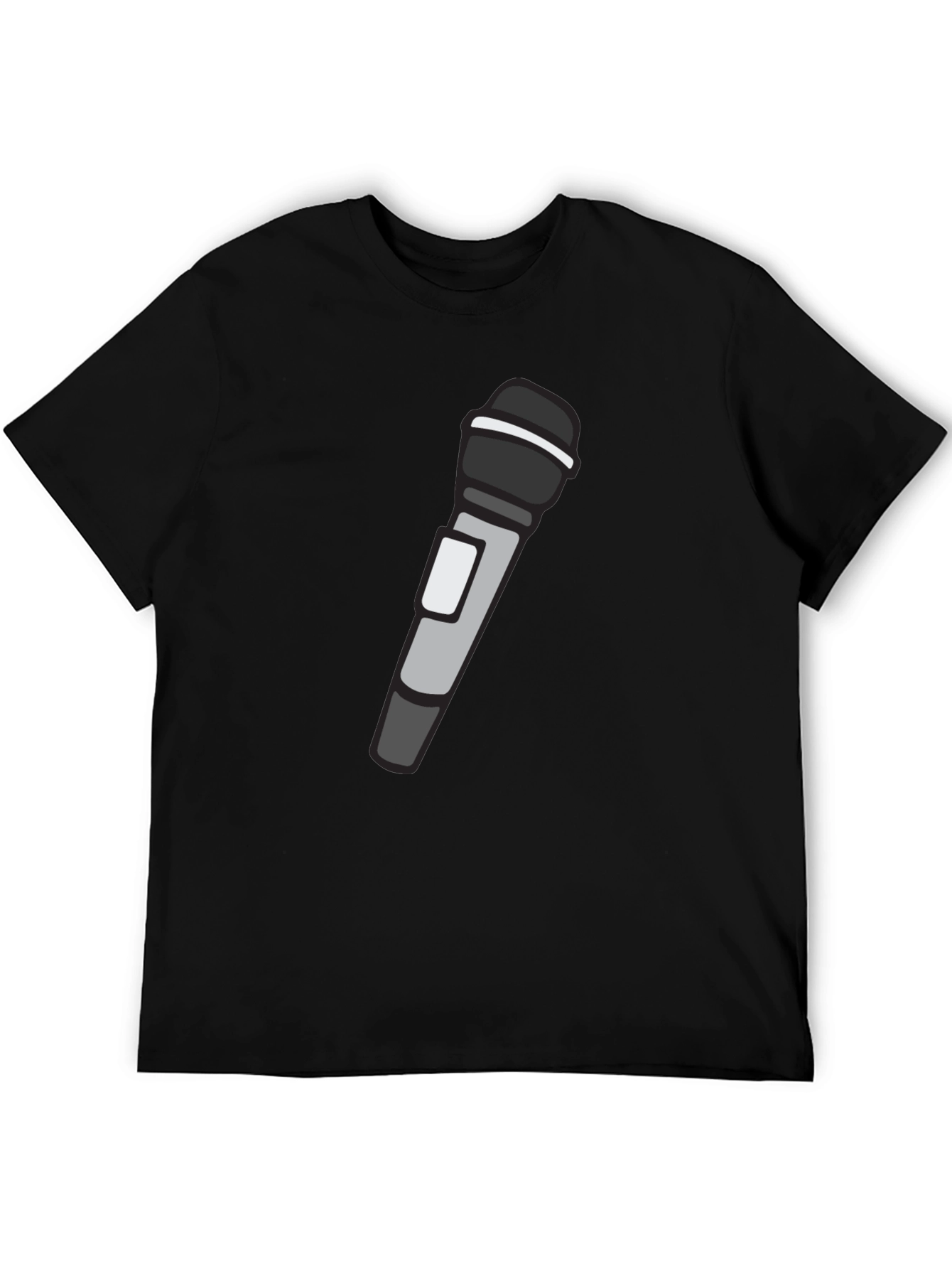 Microphone Graphic T-Shirt - Black Crew Neck Tee