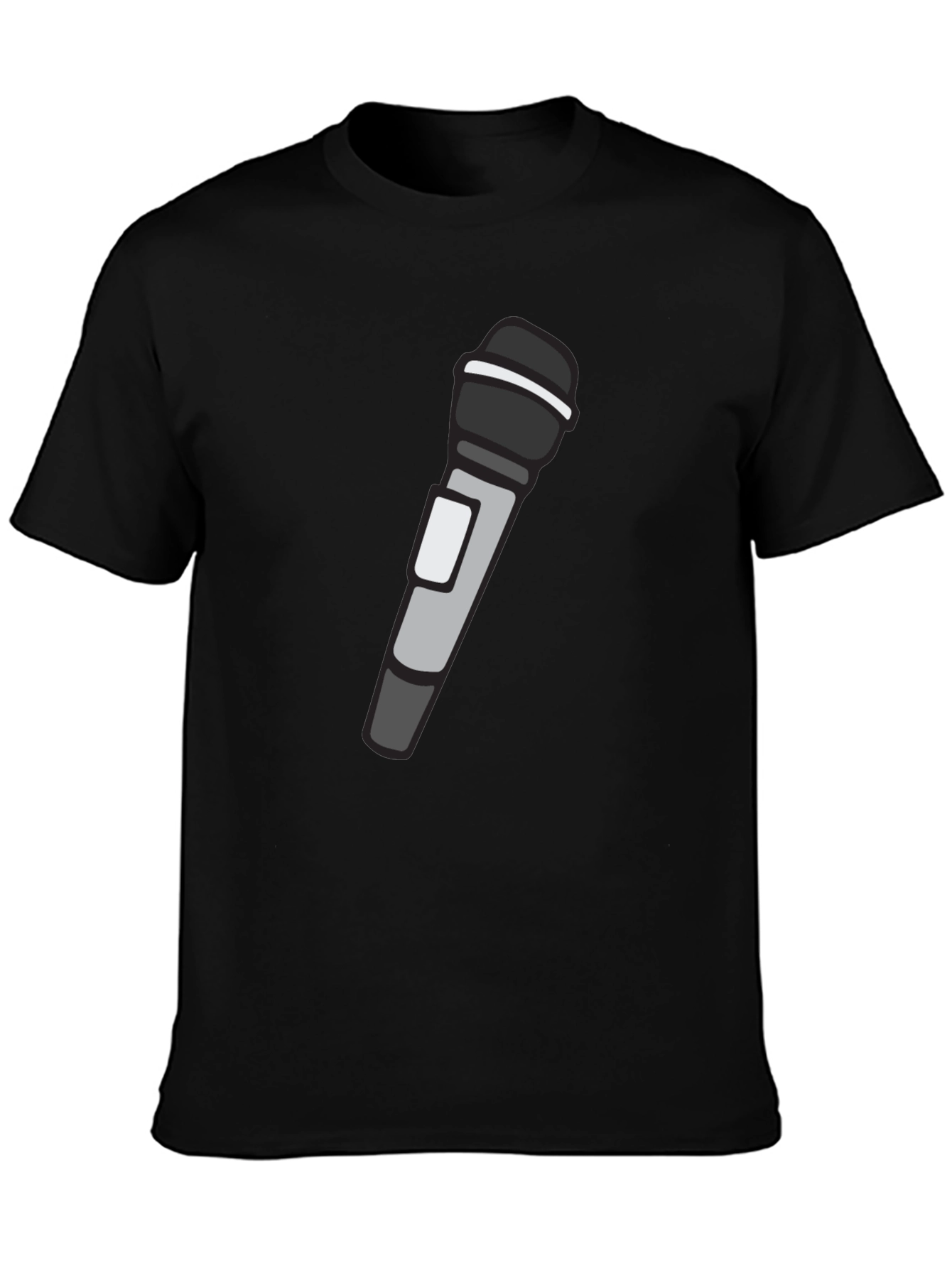Microphone Graphic T-Shirt - Black Crew Neck Tee