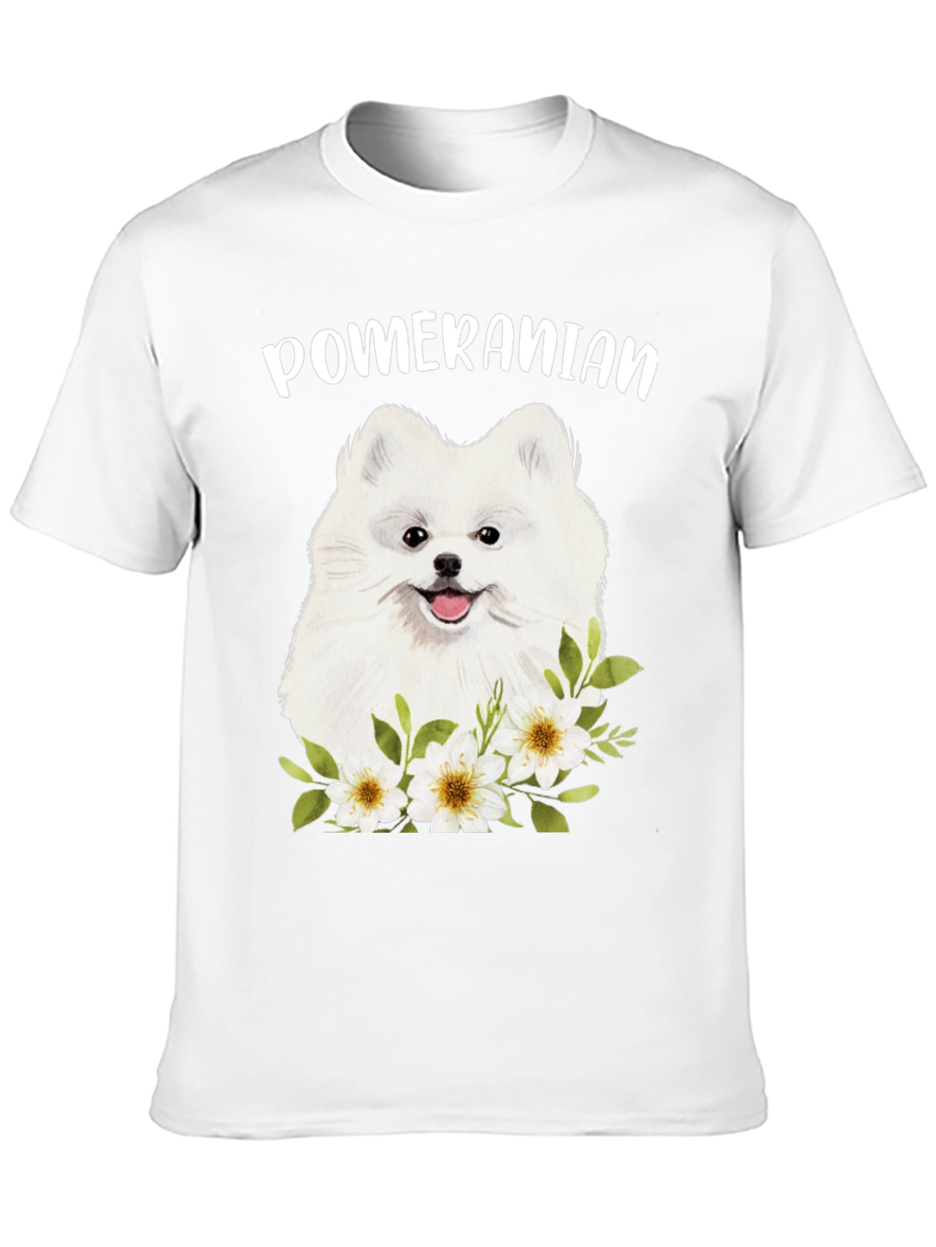 Pomeranian Dog Floral Graphic T-Shirt