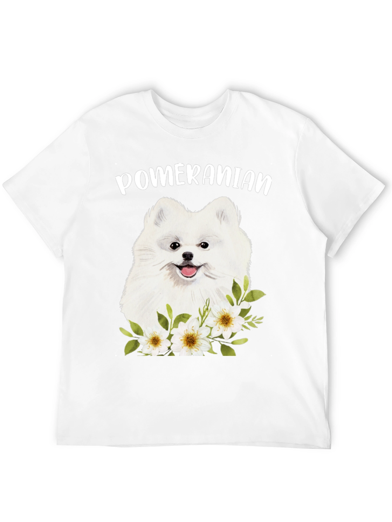 Pomeranian Dog Floral Graphic T-Shirt