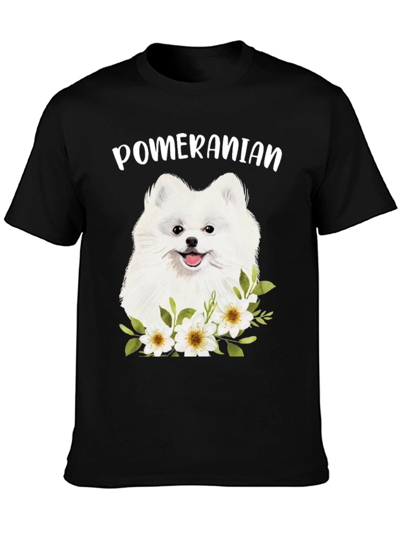 Pomeranian Dog Floral Graphic T-Shirt