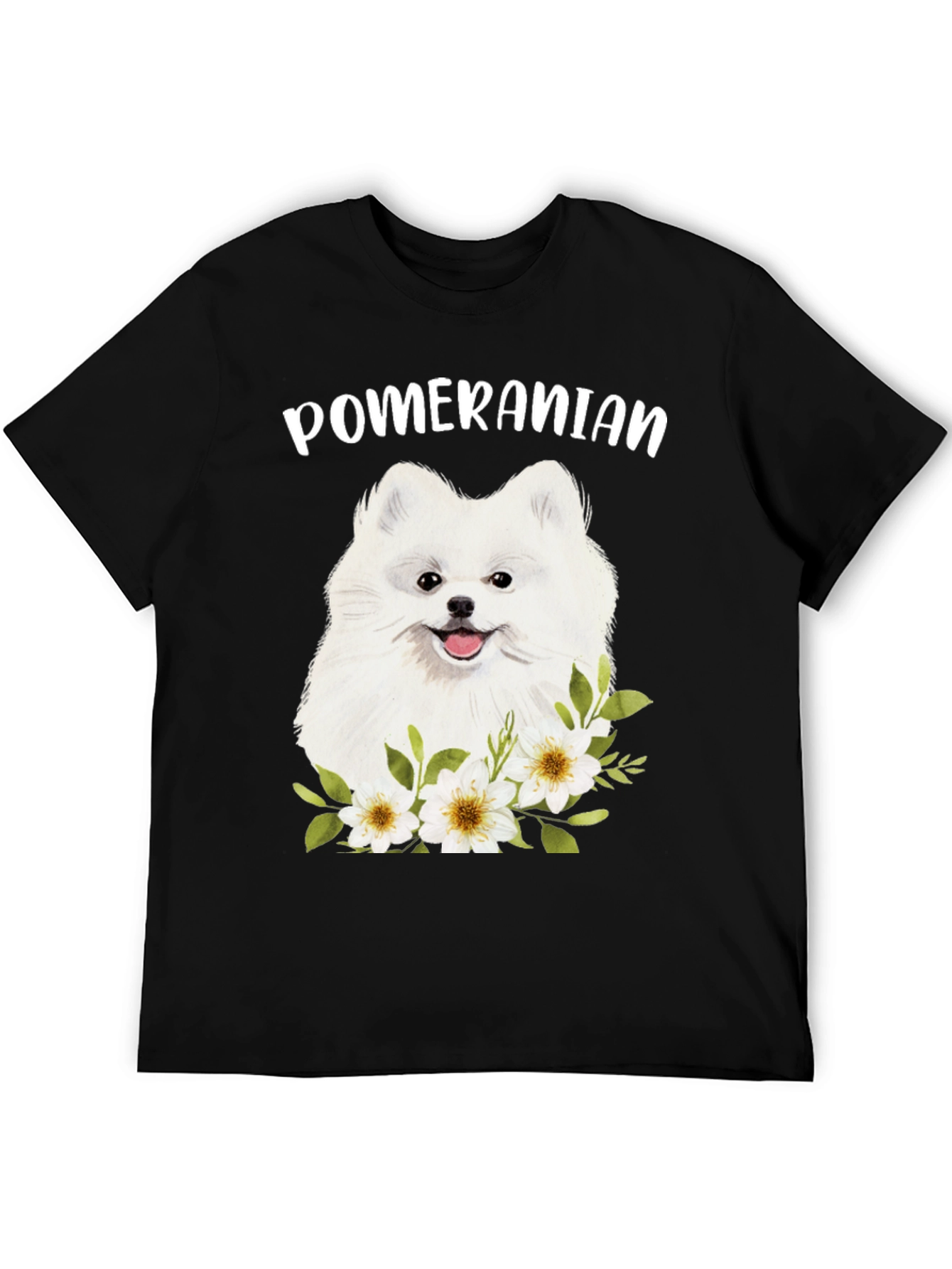 Pomeranian Dog Floral Graphic T-Shirt