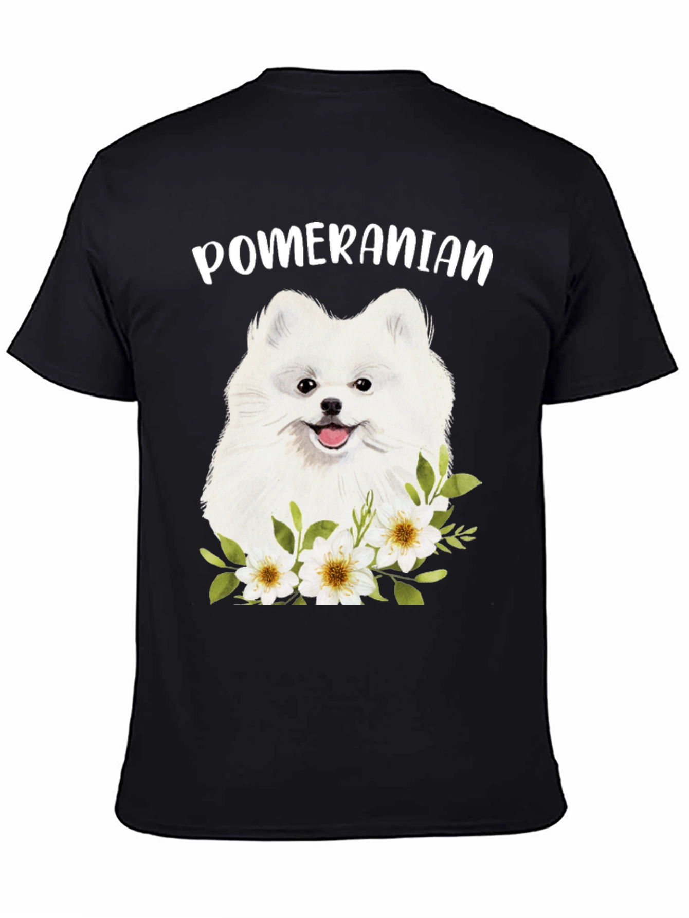 Pomeranian Dog Floral Graphic T-Shirt