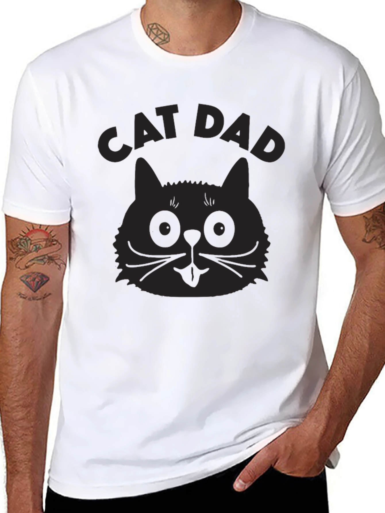 Cat Dad Graphic T-Shirt - Mens Black Tee