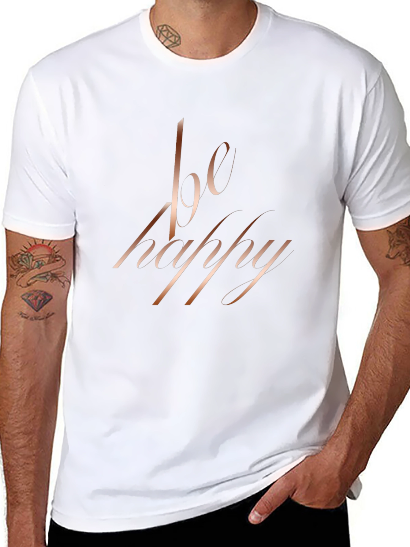 Be Happy Black Graphic Tee