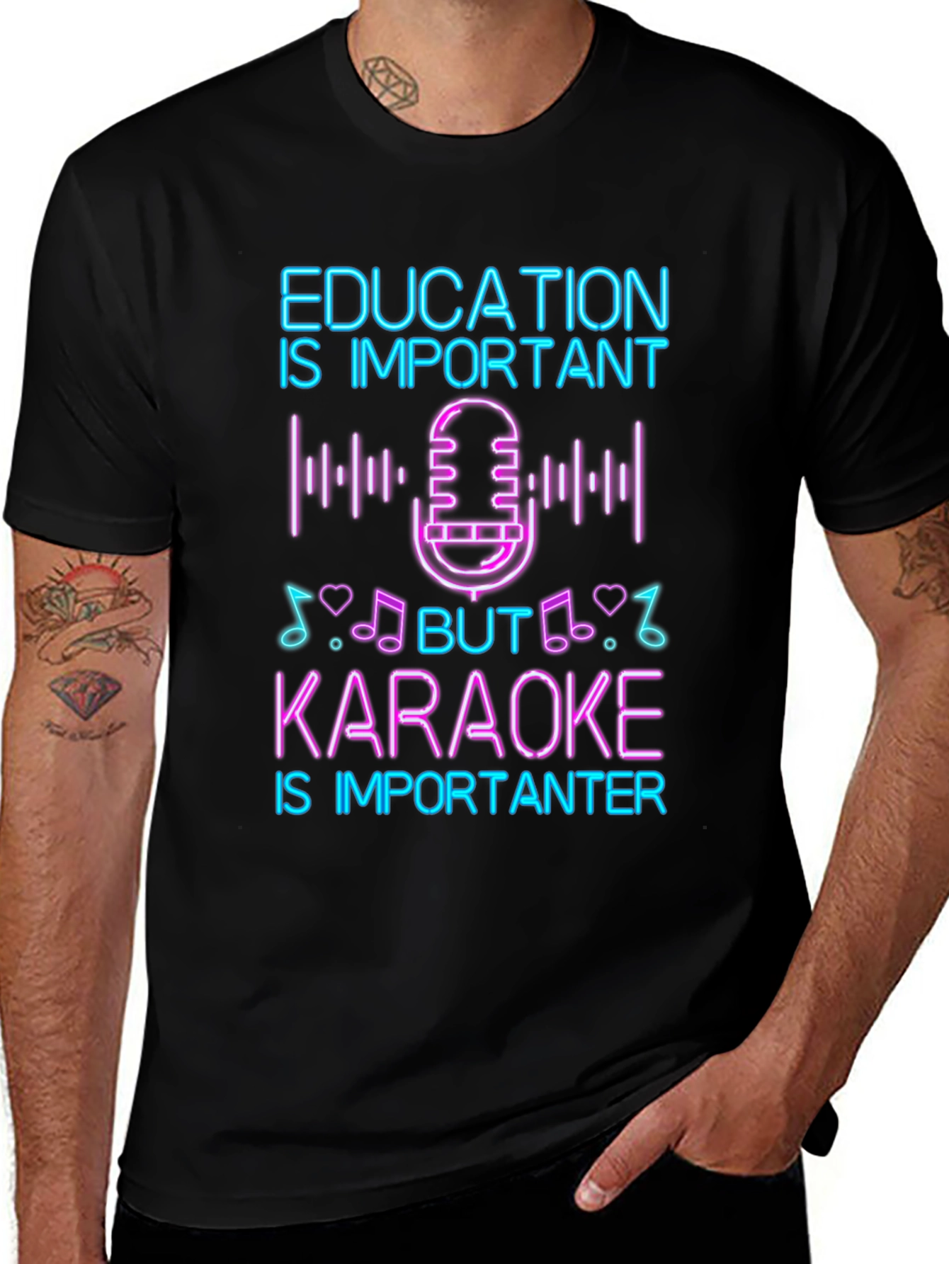 Education vs Karaoke T-Shirt