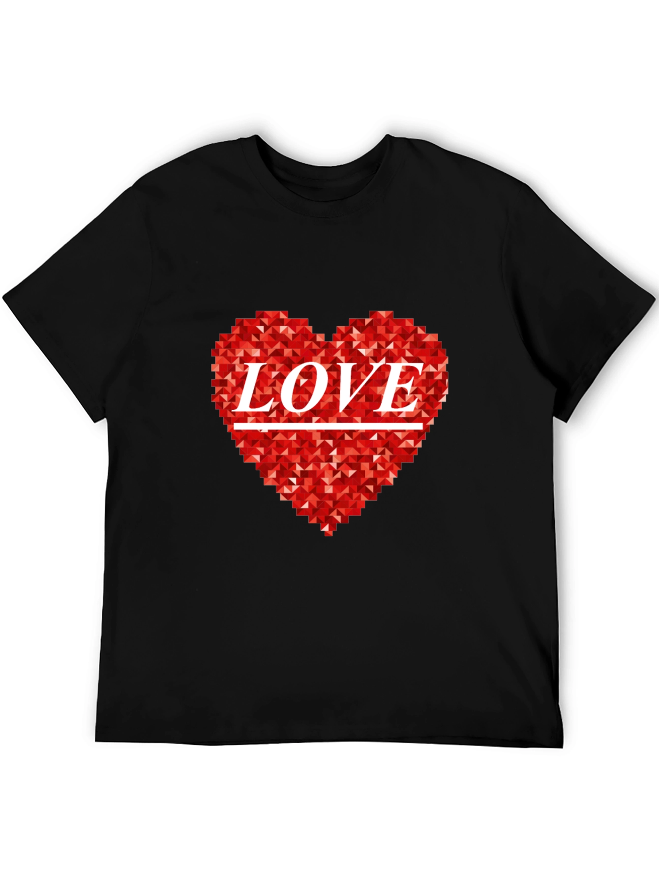 Love Heart Graphic Black T-Shirt