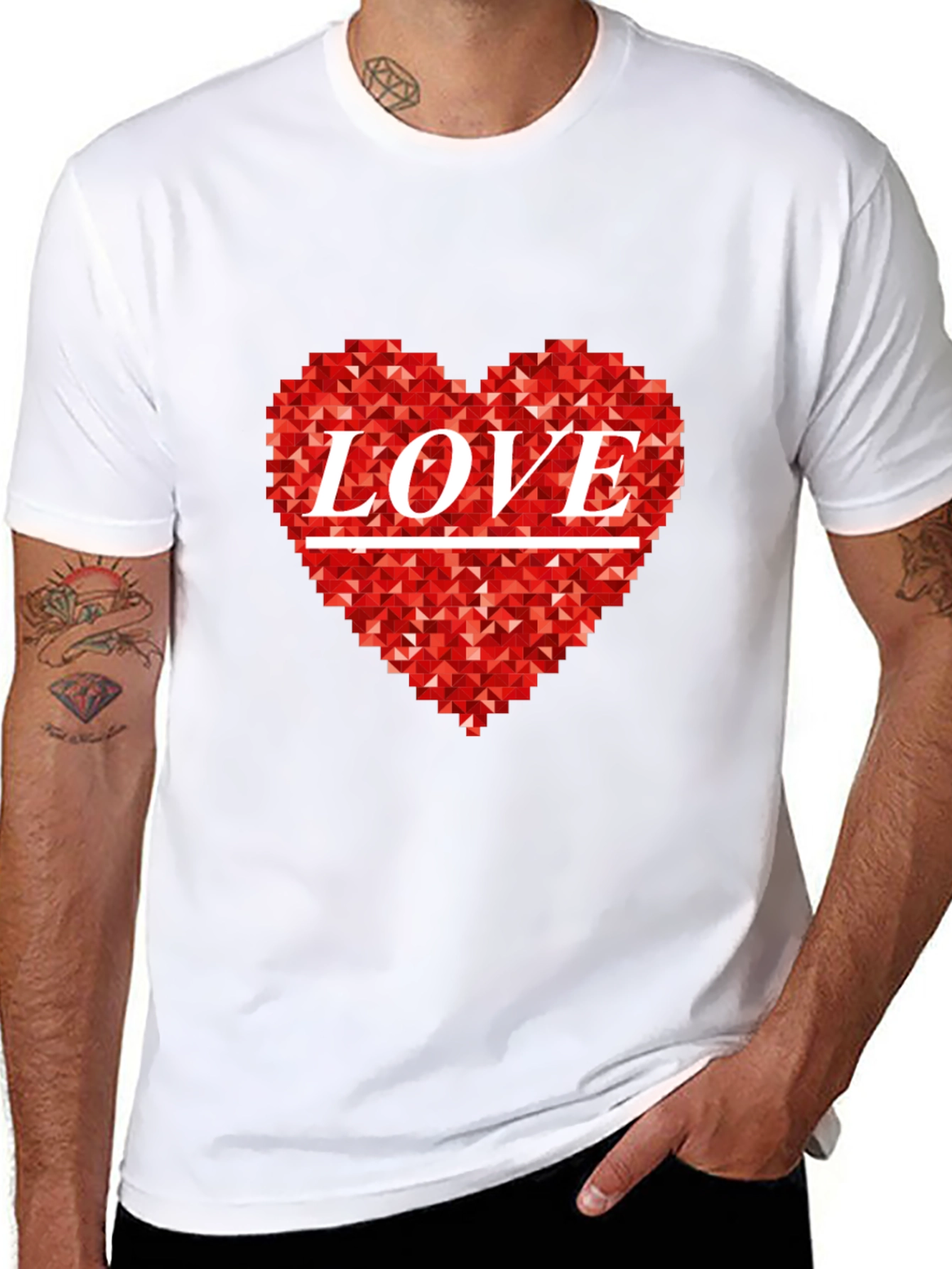 Love Heart Graphic Black T-Shirt