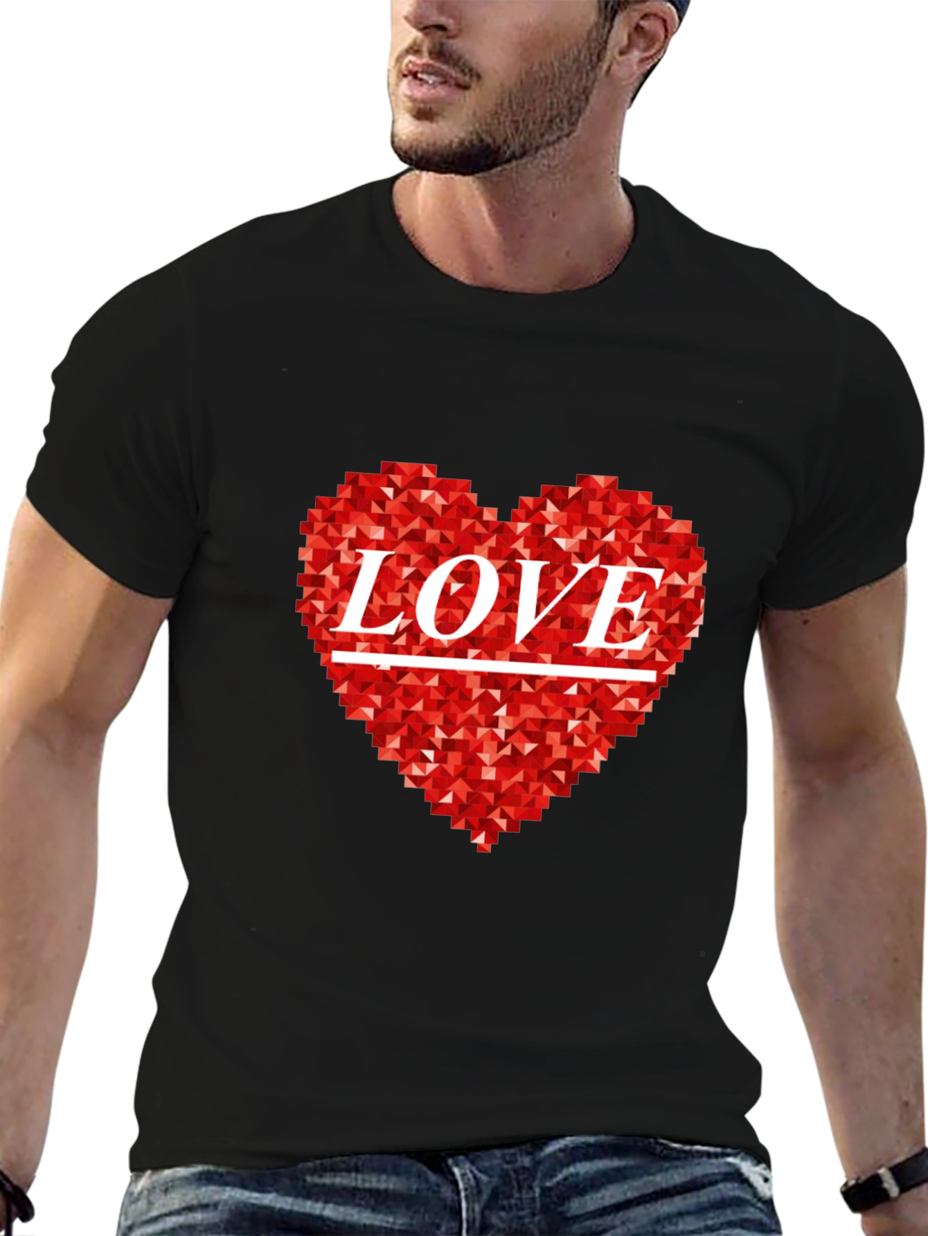 Love Heart Graphic Black T-Shirt