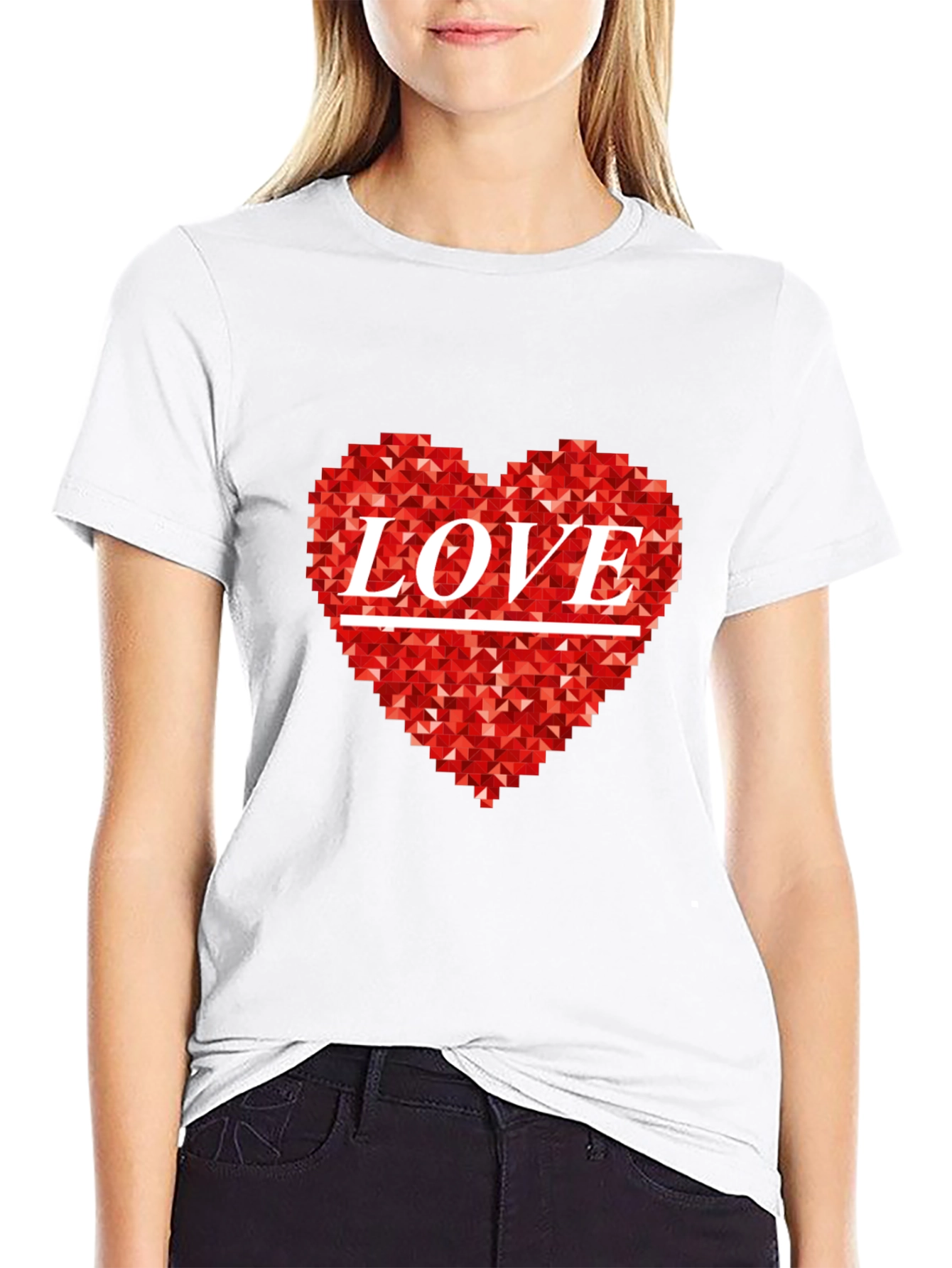 Love Heart Graphic Black T-Shirt