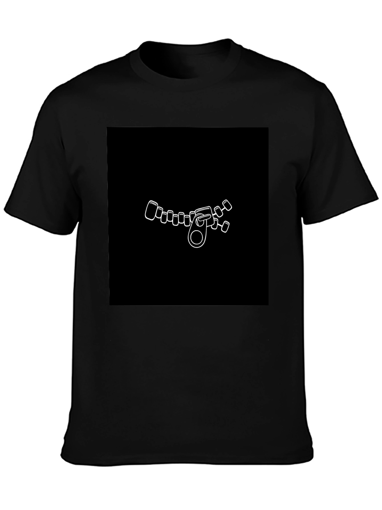 Unique Zipper Graphic Black T-Shirt