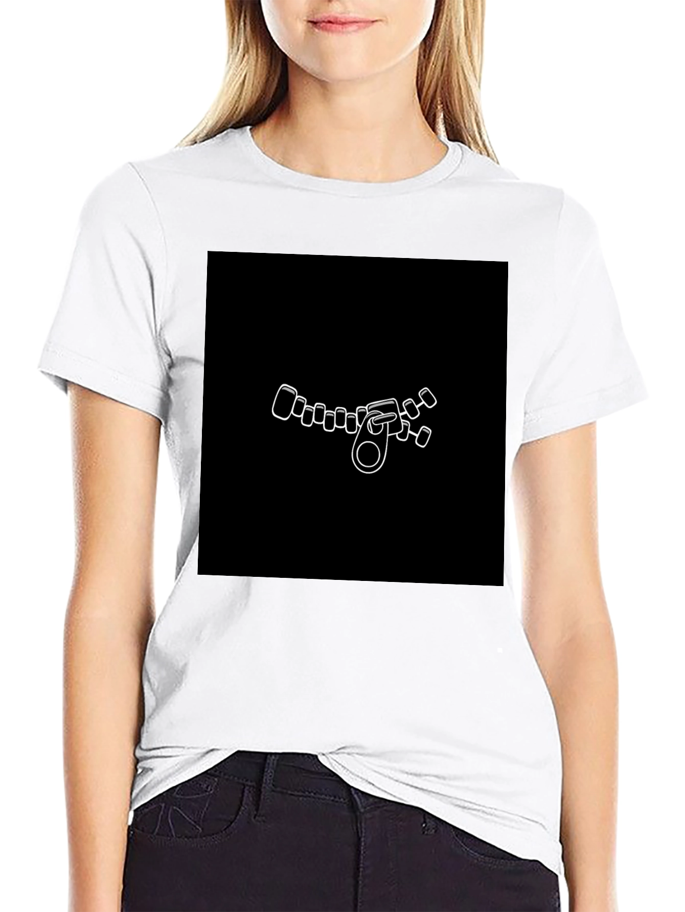 Unique Zipper Graphic Black T-Shirt