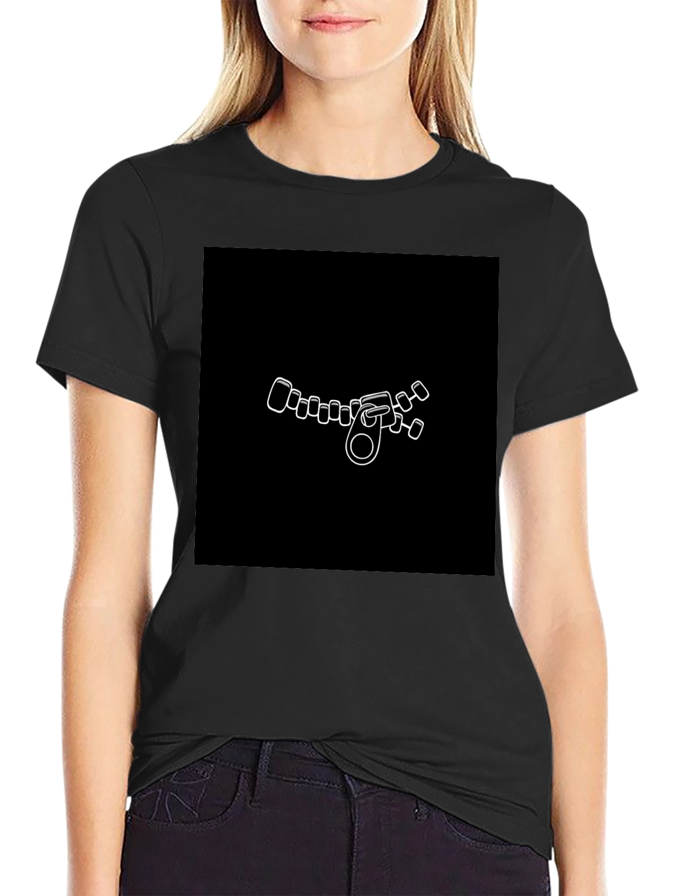 Unique Zipper Graphic Black T-Shirt