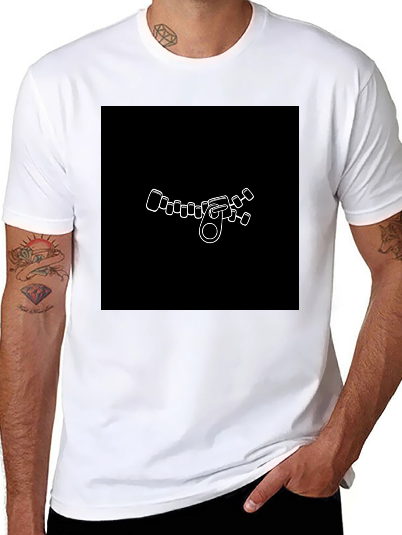 Unique Zipper Graphic Black T-Shirt