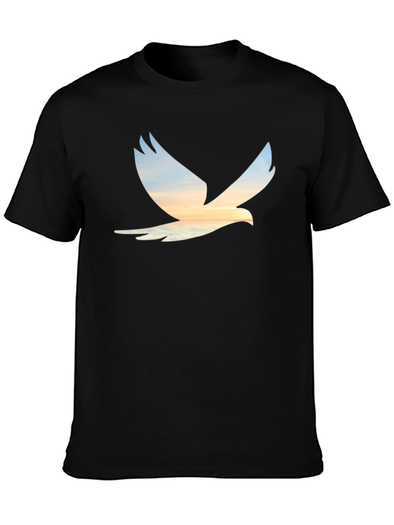Sunset Bird Graphic Tee - Black Cotton T-Shirt