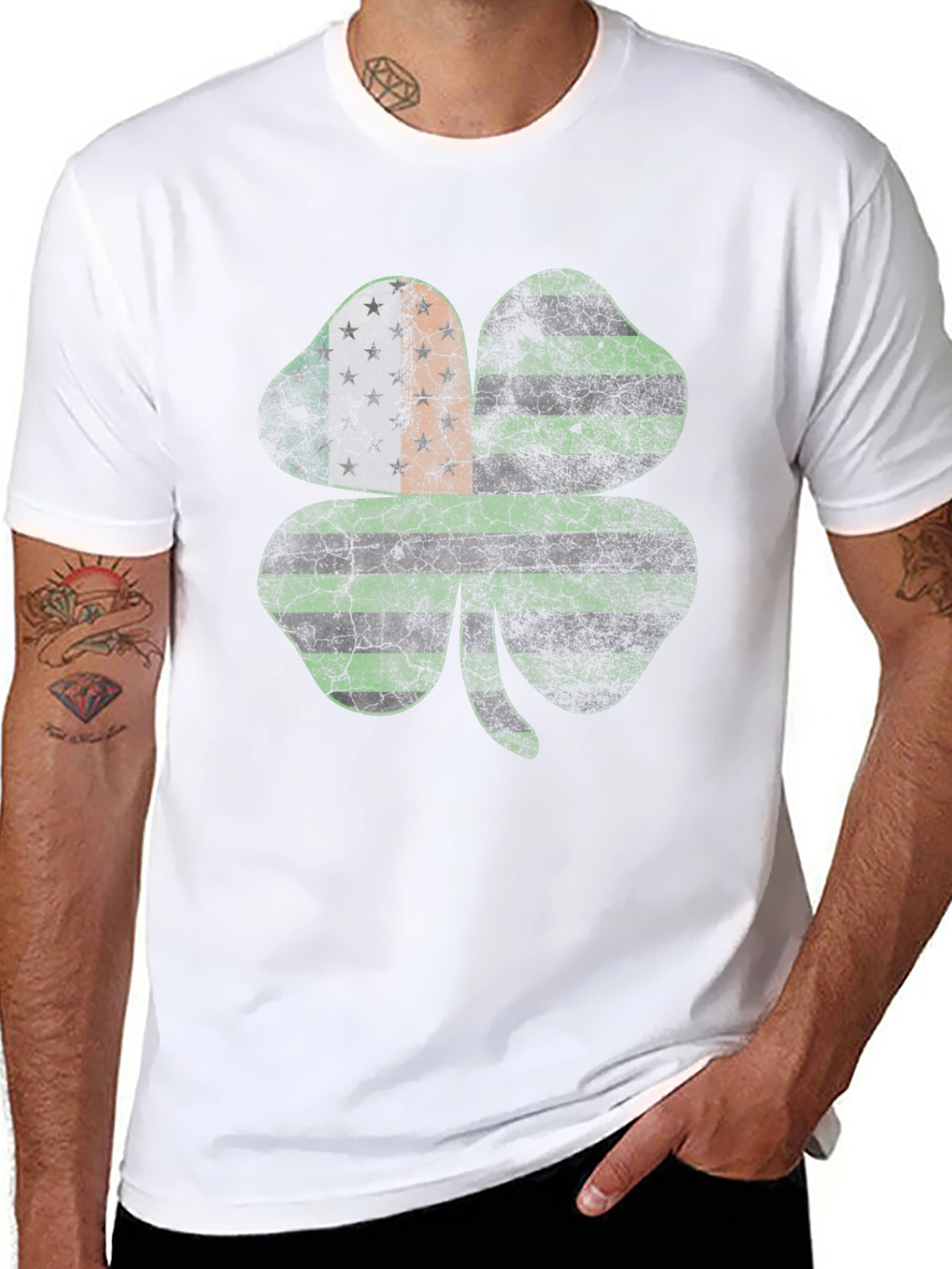 St. Patricks Day Clover Tee - Irish American Pride