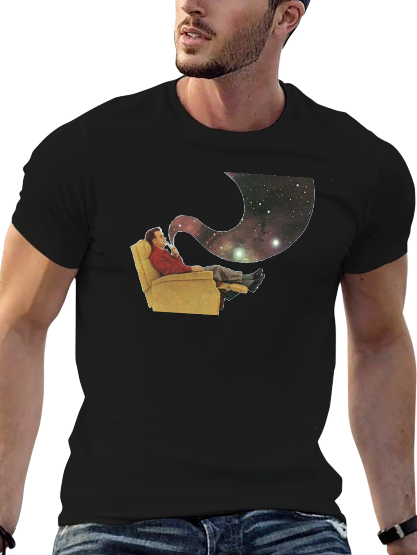 Cosmic Contemplation T-Shirt - Relax and Reflect
