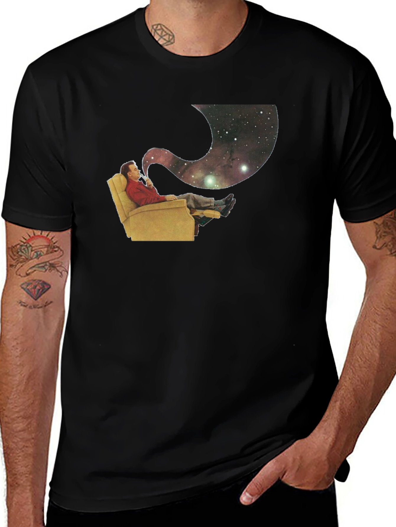 Cosmic Contemplation T-Shirt - Relax and Reflect