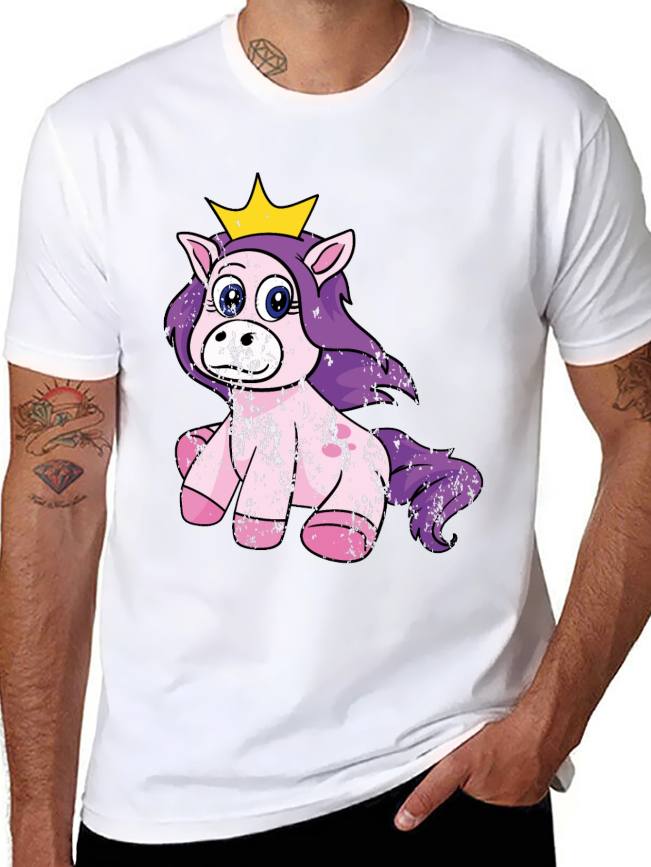 Cute Princess Unicorn Black T-Shirt