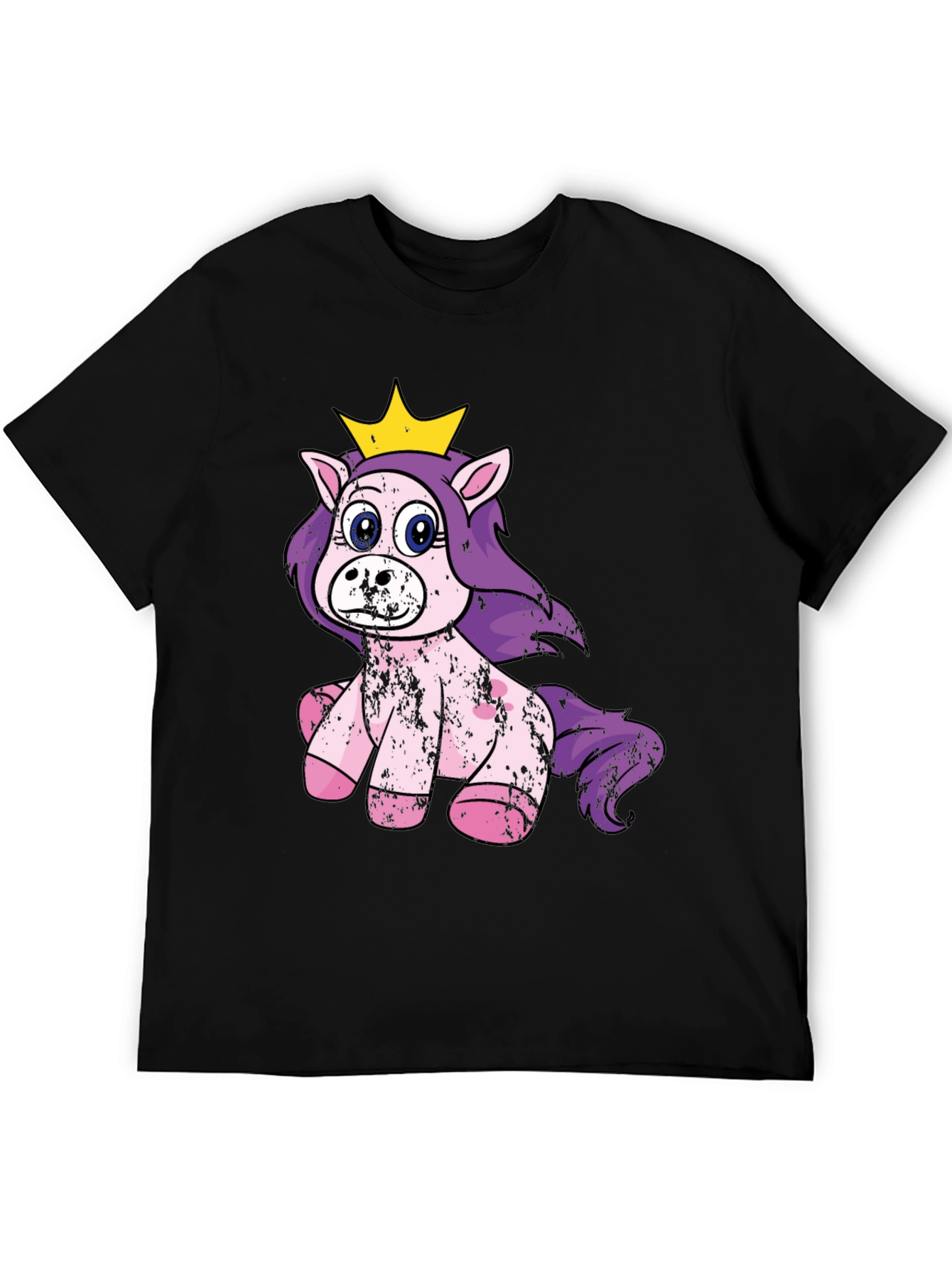 Cute Princess Unicorn Black T-Shirt