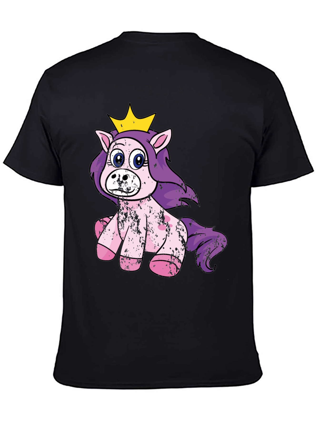 Cute Princess Unicorn Black T-Shirt