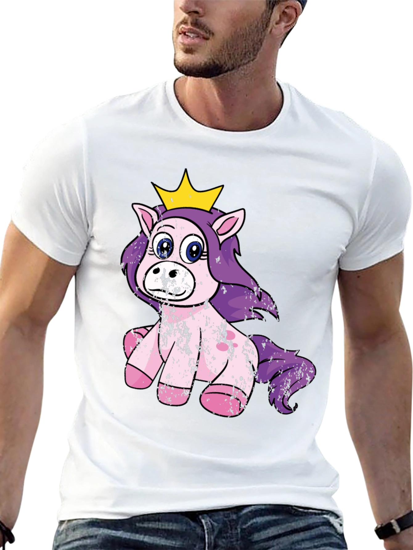 Cute Princess Unicorn Black T-Shirt