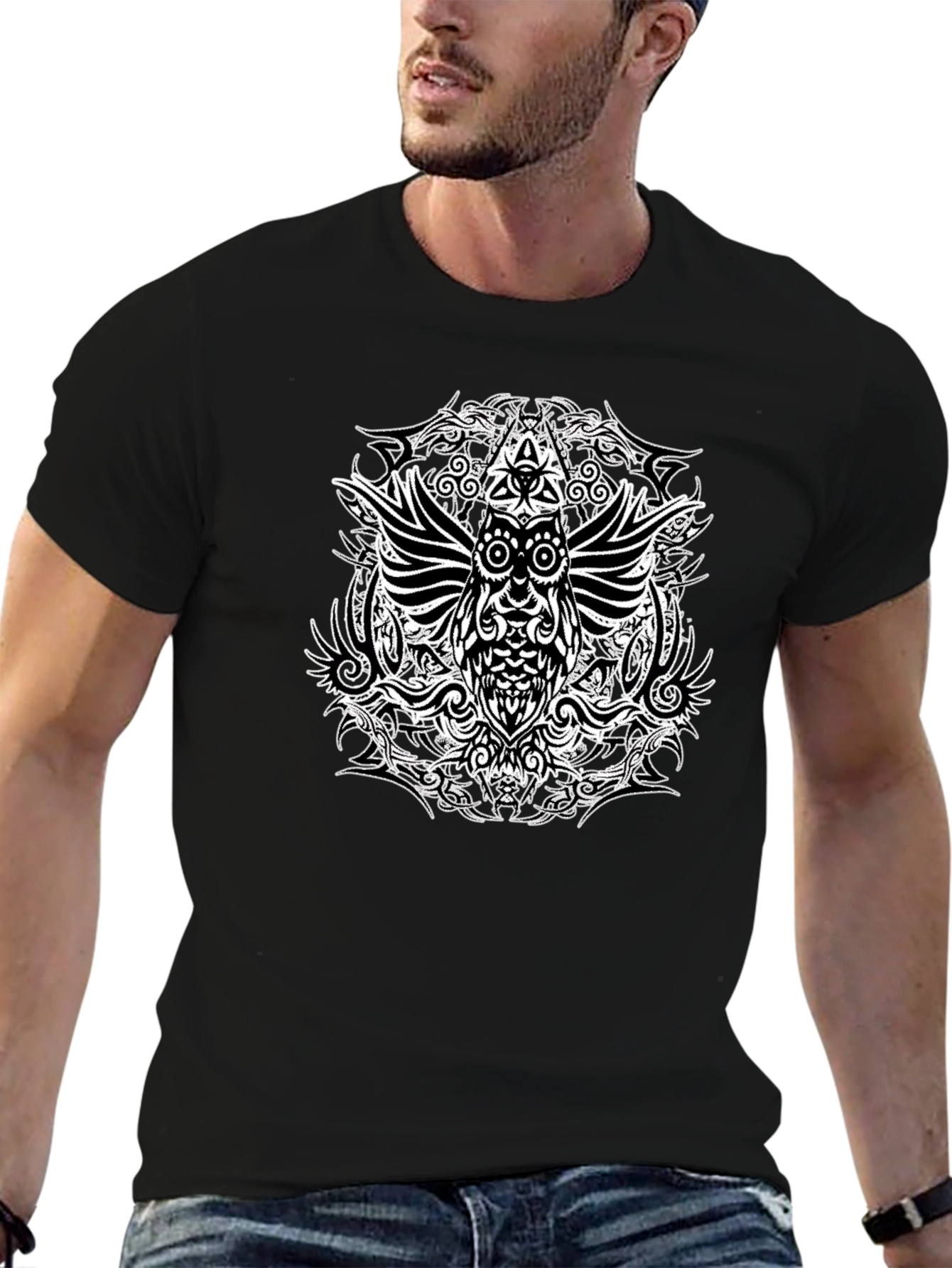 Mystic Owl Graphic Black T-Shirt