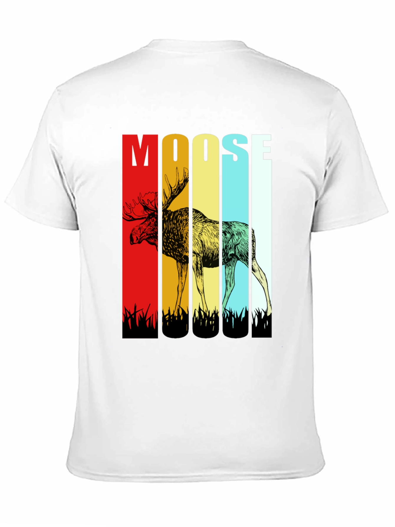 Retro Moose Graphic Tee - Black Cotton T-Shirt