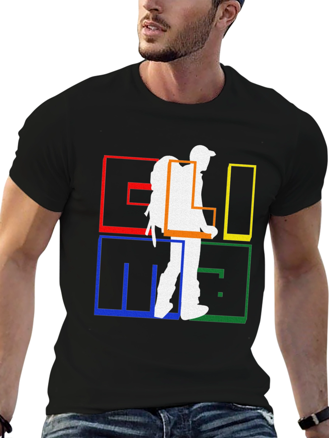 Geometric Hiker Graphic Tee - Stylish Adventure Shirt