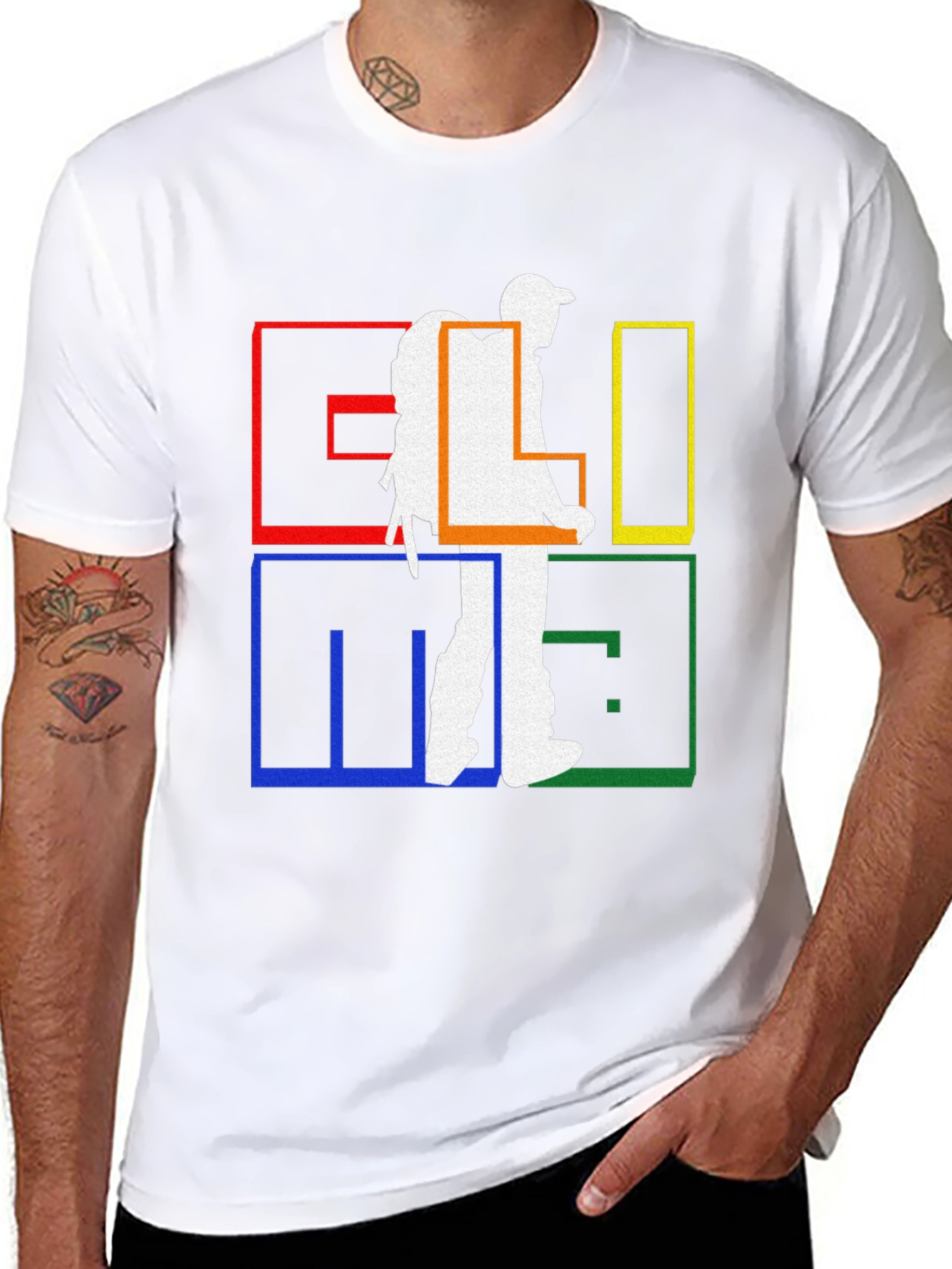 Geometric Hiker Graphic Tee - Stylish Adventure Shirt