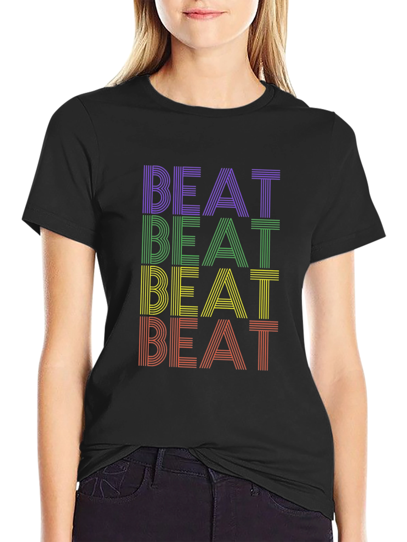 Retro Striped Beat Graphic Tee