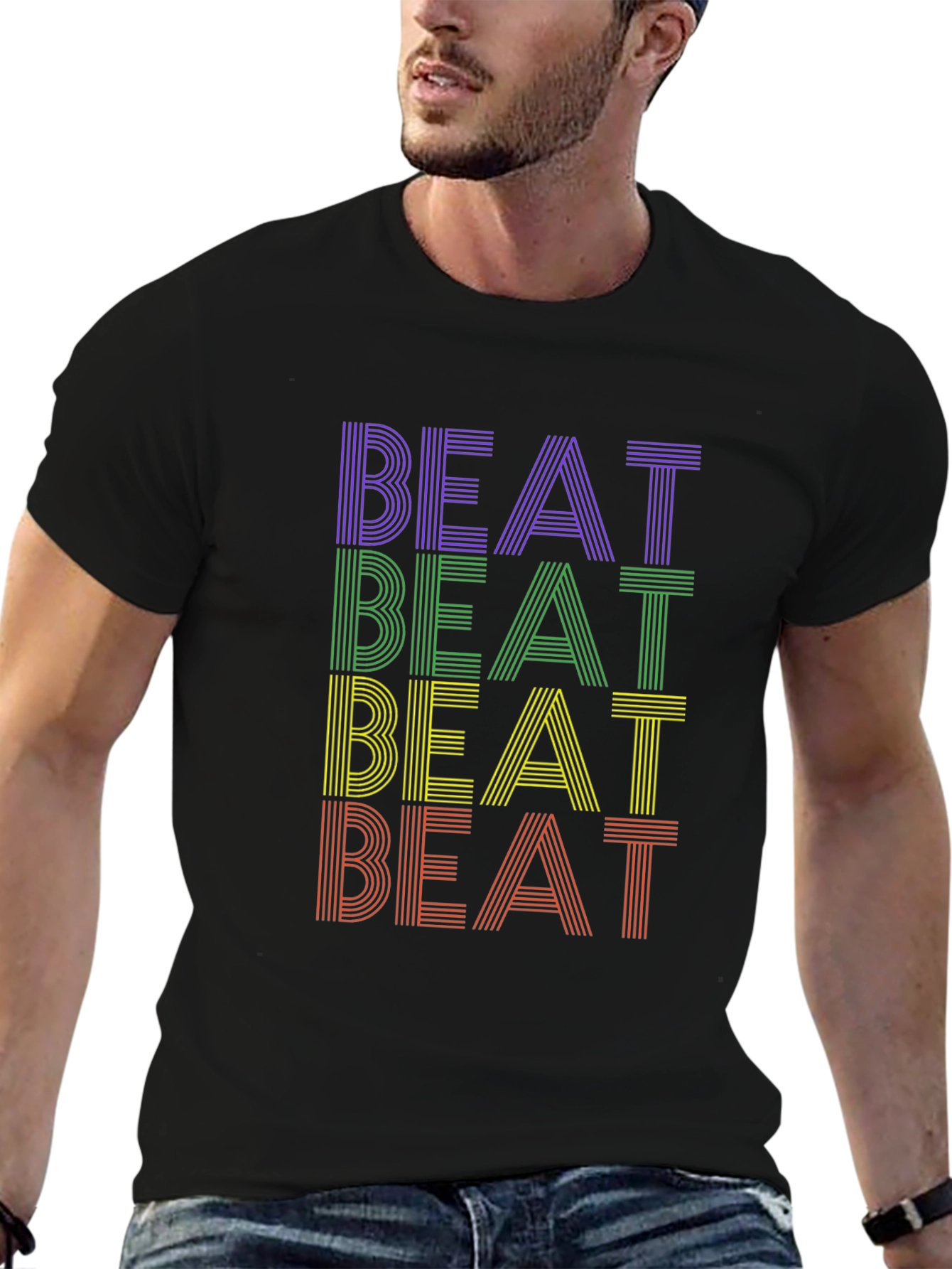Retro Striped Beat Graphic Tee