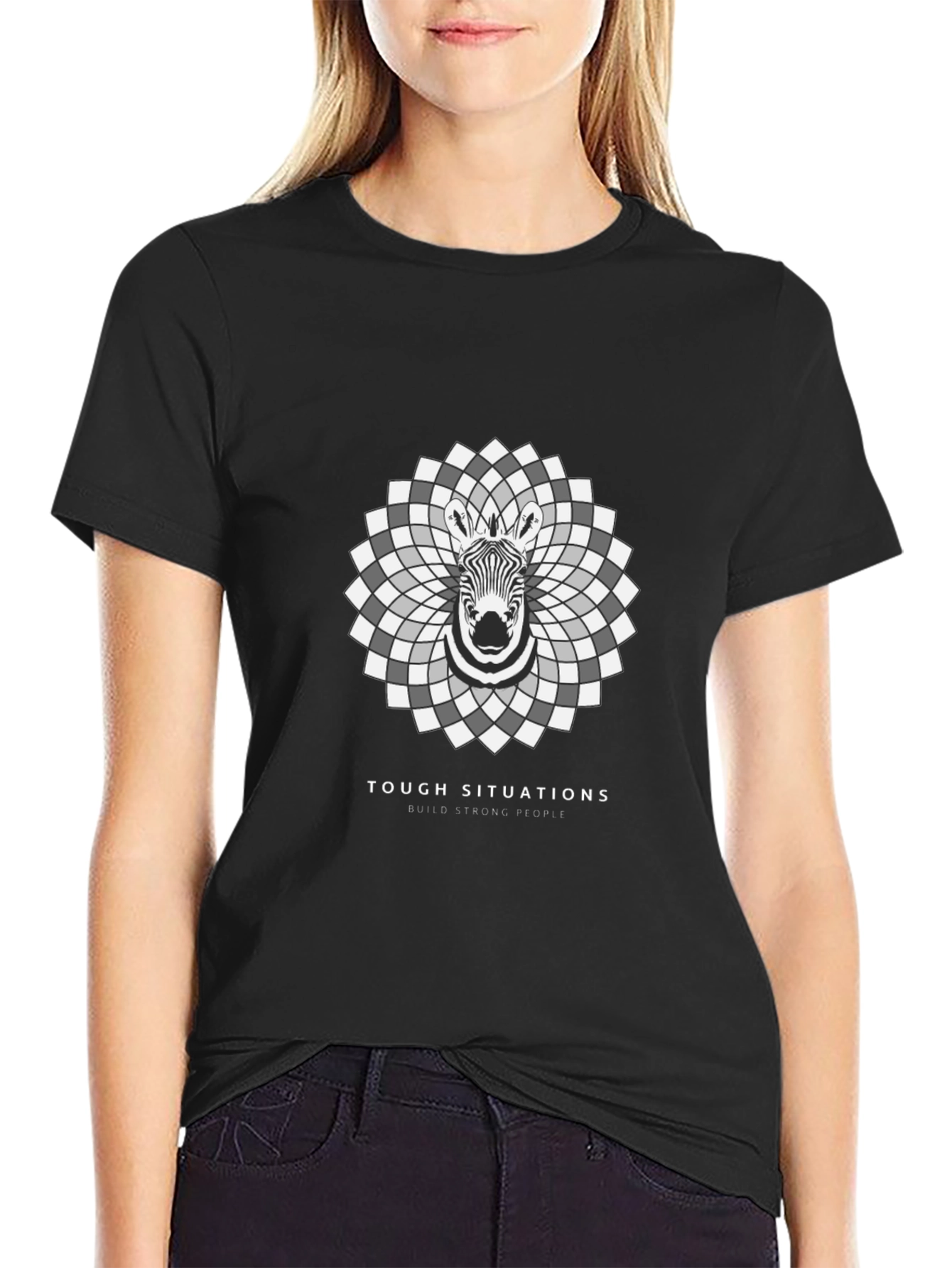 Zebra Mandala Graphic Tee - Tough Situations Strong People