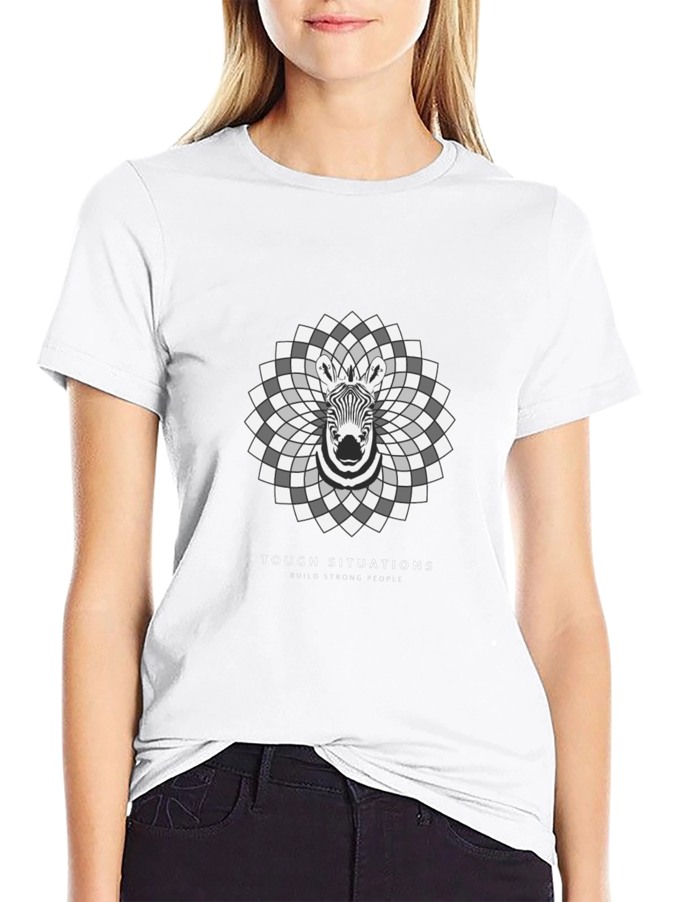 Zebra Mandala Graphic Tee - Tough Situations Strong People