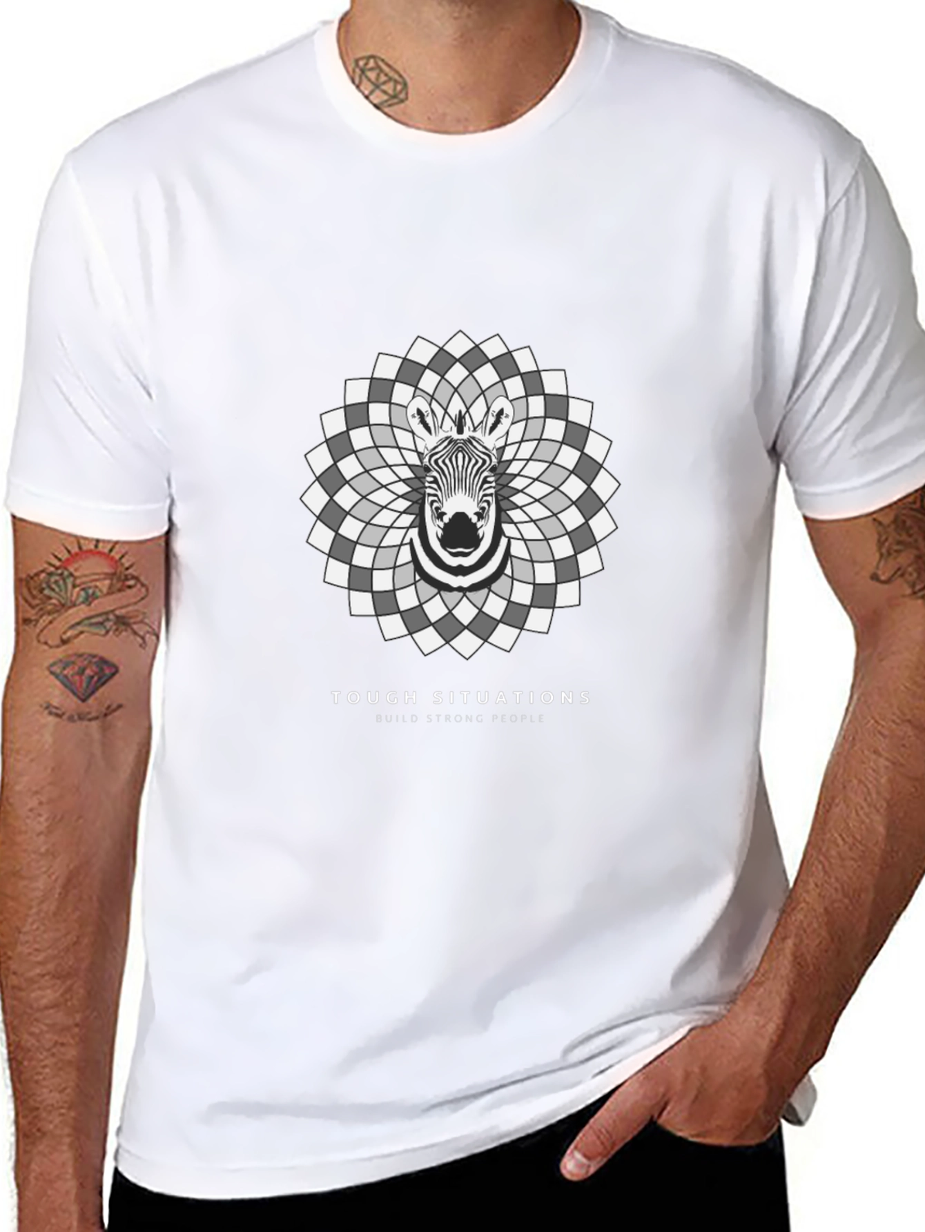 Zebra Mandala Graphic Tee - Tough Situations Strong People