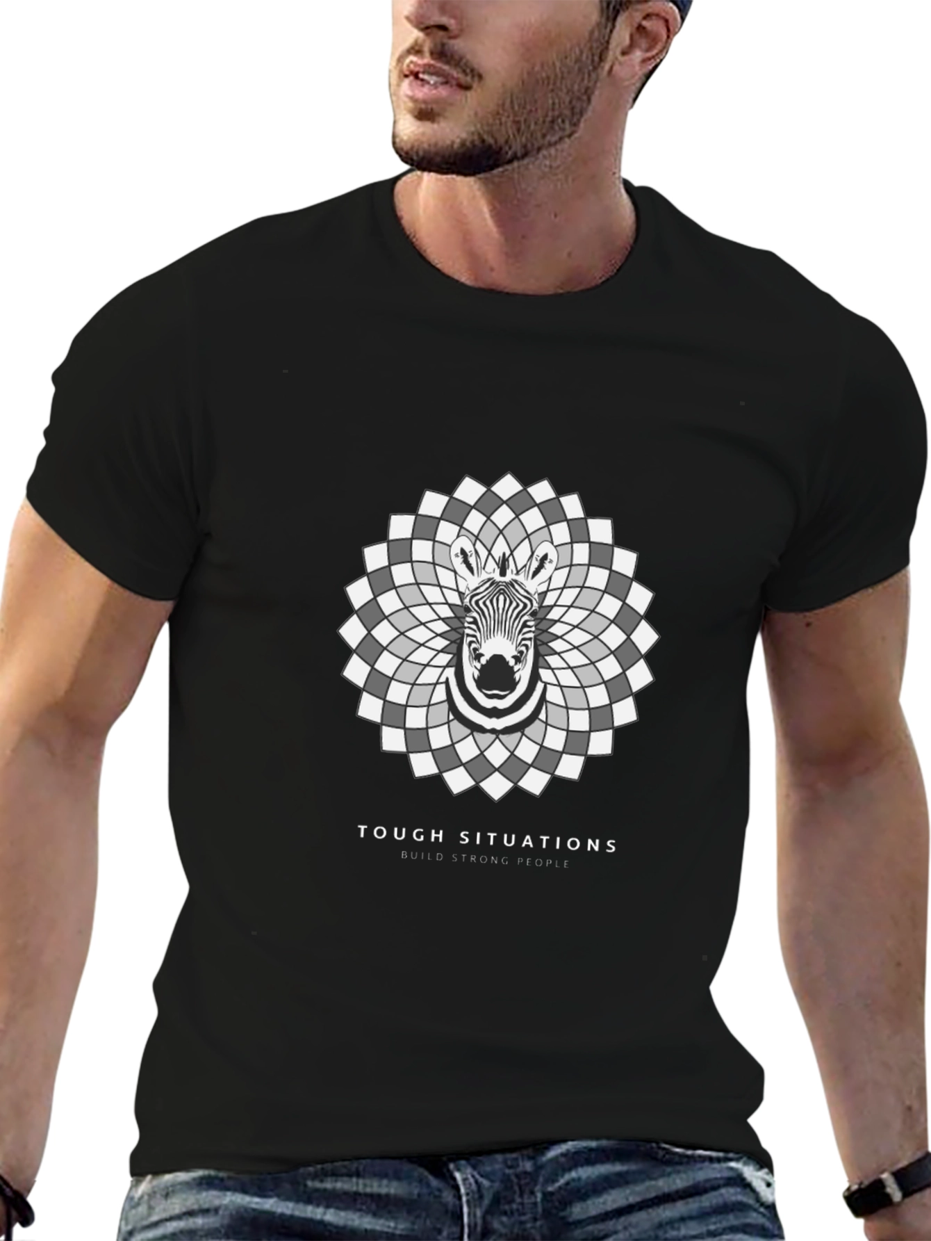 Zebra Mandala Graphic Tee - Tough Situations Strong People