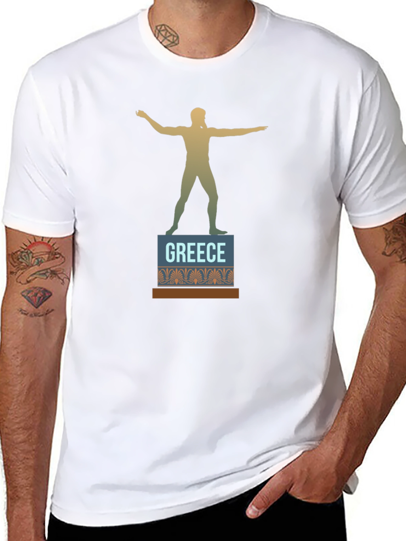 Greece Statue T-Shirt - Black Cotton Tee