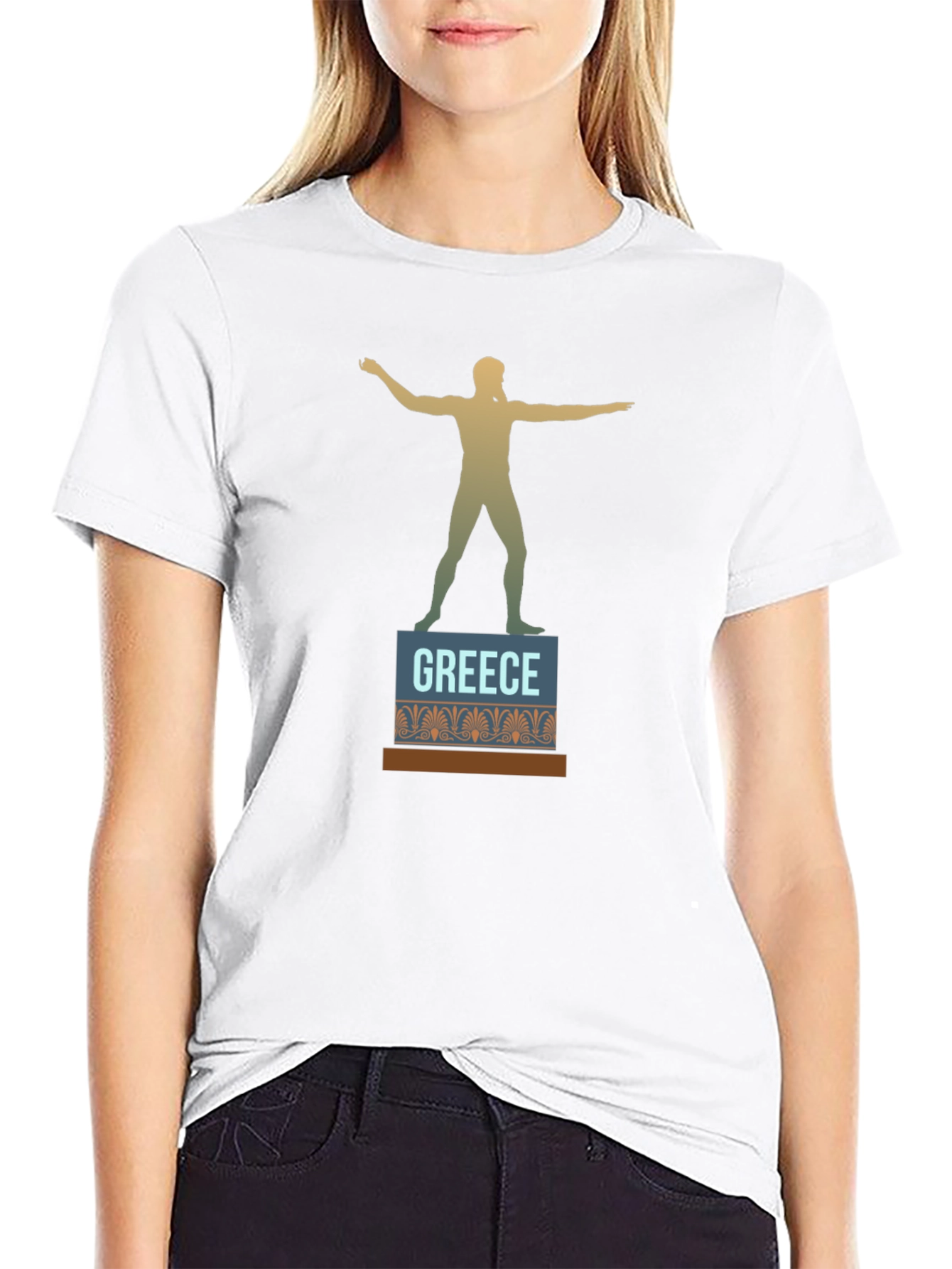 Greece Statue T-Shirt - Black Cotton Tee