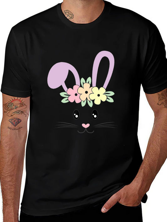Bunny Face T-Shirt - Easter Floral Design