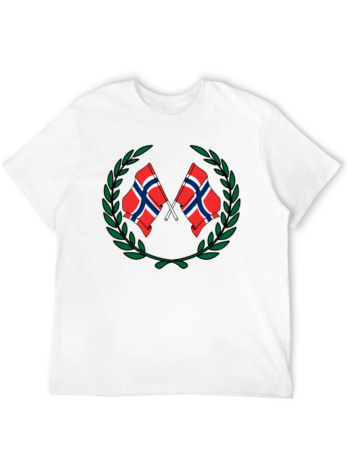 Norway Flag Laurel T-Shirt - Black Tee