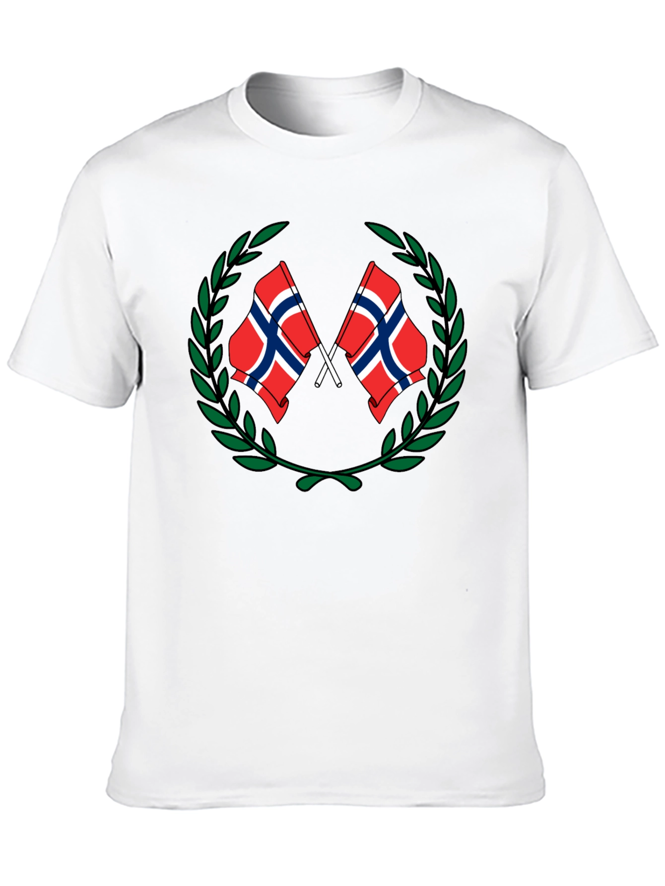 Norway Flag Laurel T-Shirt - Black Tee