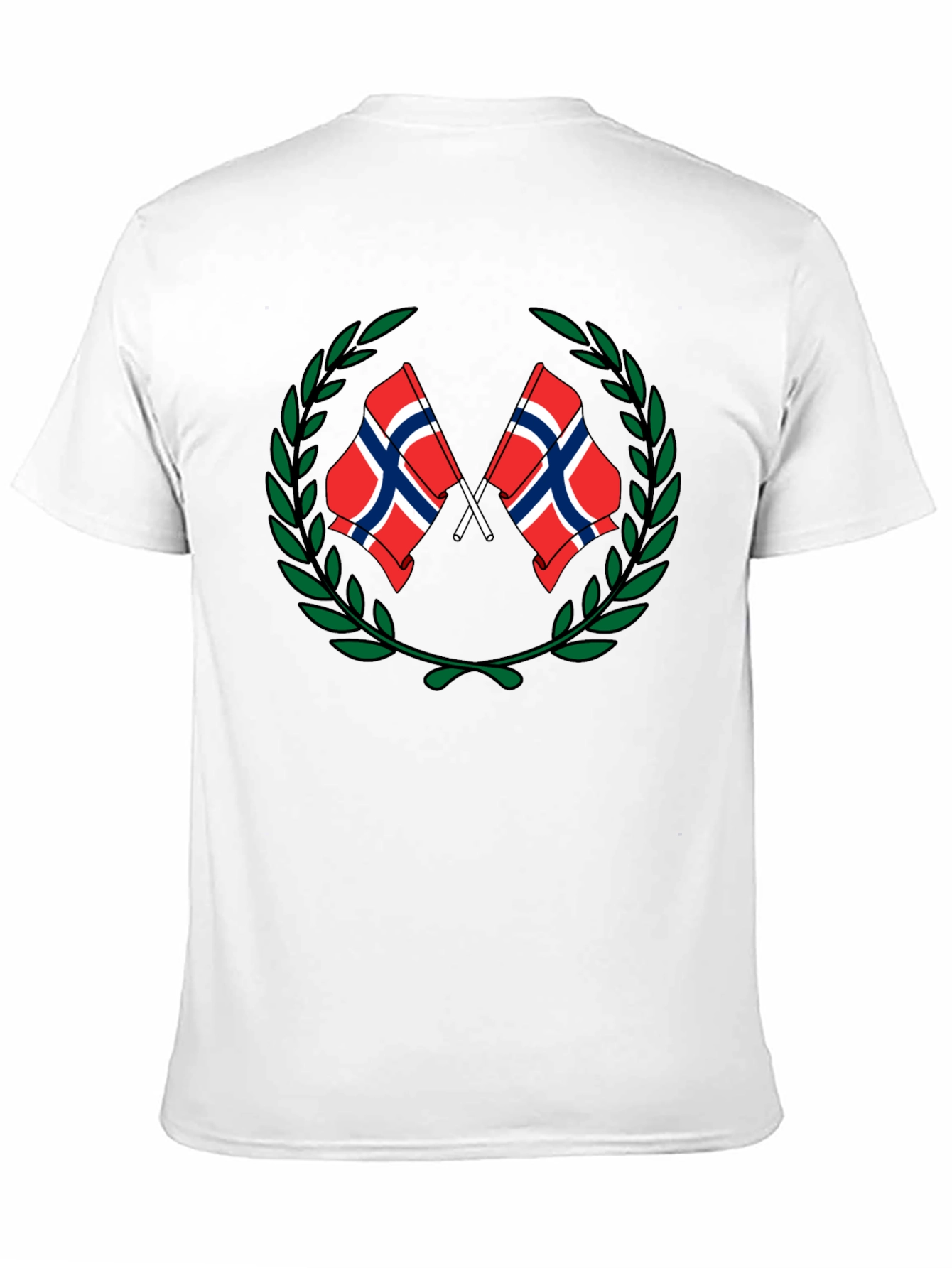 Norway Flag Laurel T-Shirt - Black Tee