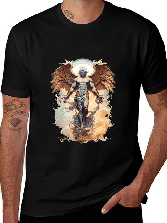 Angel Wings Graphic Tee - Black Cotton T-Shirt