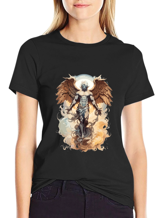 Angel Wings Graphic Tee - Black Cotton T-Shirt