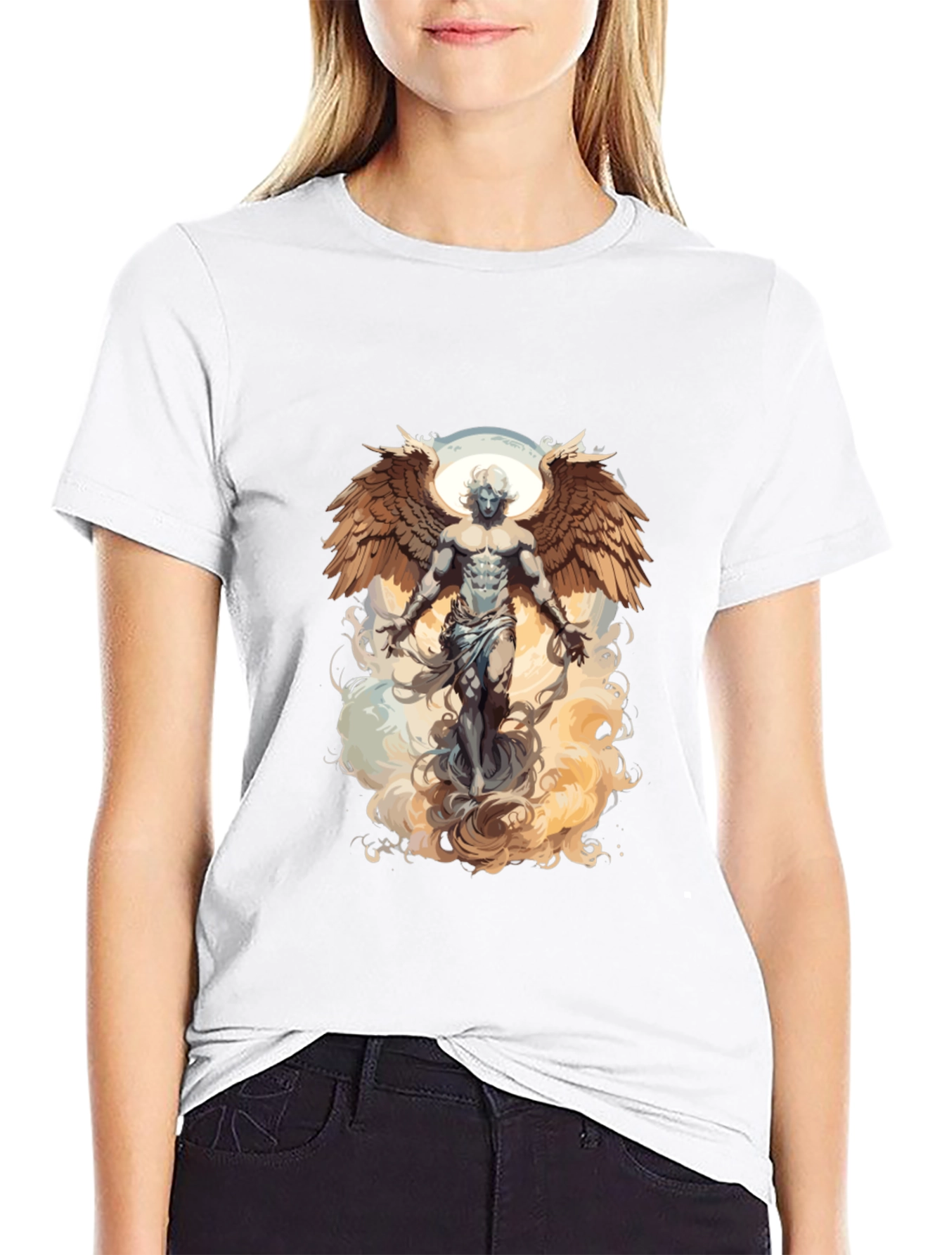Angel Wings Graphic Tee - Black Cotton T-Shirt