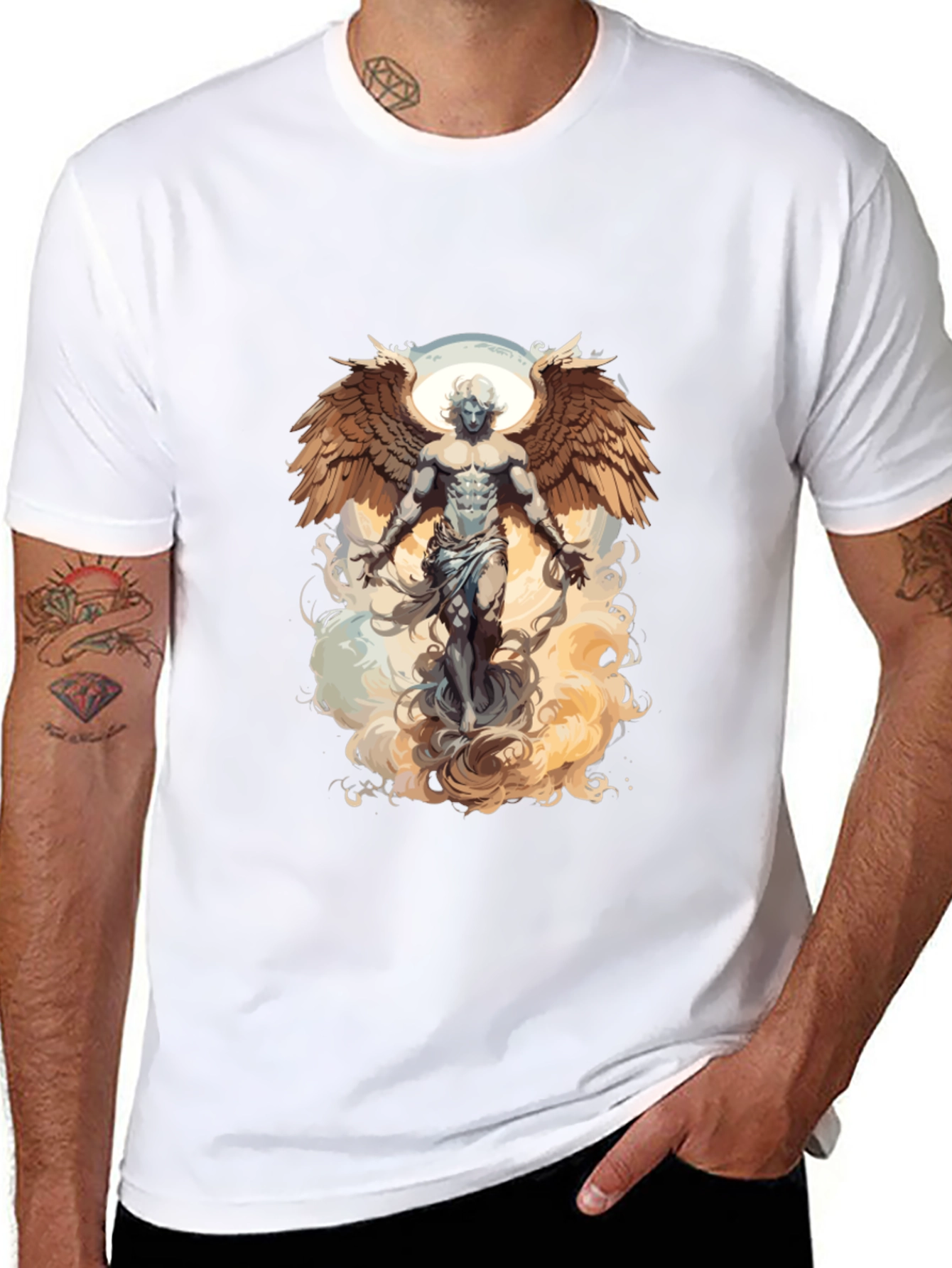 Angel Wings Graphic Tee - Black Cotton T-Shirt