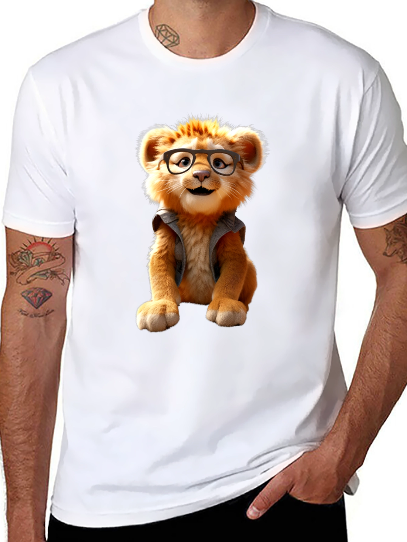 Lion Cub Tee - Whimsical Cartoon Animal Shirt
