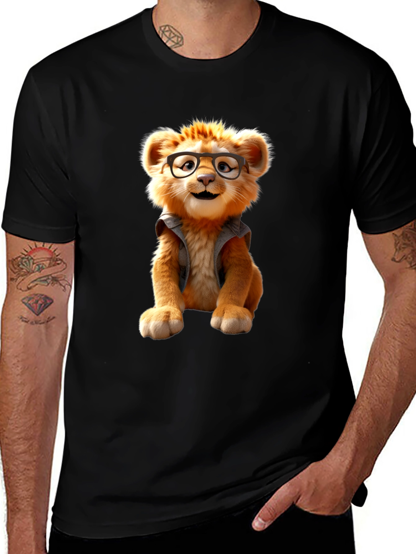 Lion Cub Tee - Whimsical Cartoon Animal Shirt