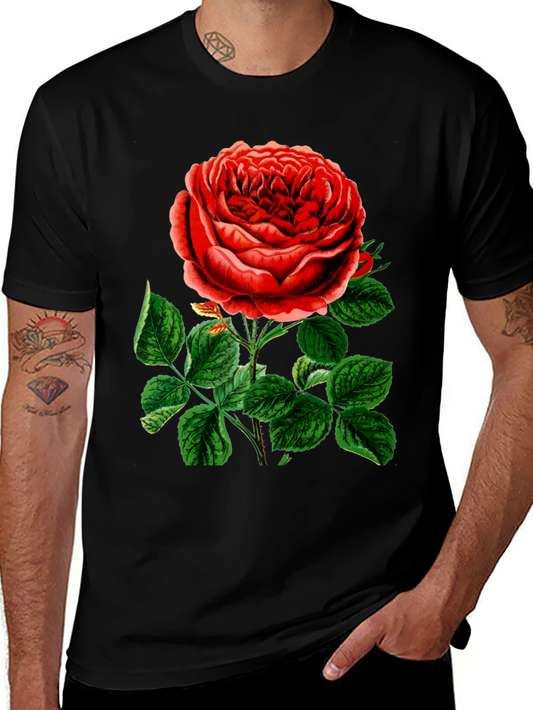 Elegant Rose Graphic T-Shirt - Botanical Style